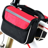 1 x Brand New LIZHOUMIL - Borsa impermeabile per manubrio anteriore della bicicletta, con cinghia, per riporre il telefono contanti, strumento di riparazione, mountain bike, bici da strada, colore rosso - RRP €34.8