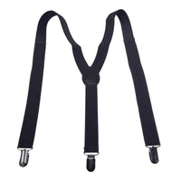 1 x Brand New CHENGZI Men s Suspenders with 3 Clips Stainless Steel Adjustable Elastic Heavy Duty with Strong Metal Clips, Black, One Size - RRP €27.6