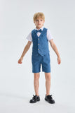 1 x RAW Customer Returns LOLANTA 4 PCS Page Boy Suit Set, Boys Linen Summer Suit, Festive Summer Wedding Baptism Ceremony Suits, Birthday Party Clothes, Kids Waistcoat Shorts Suit Set, Blue, 11-12 Years, 160 - RRP €36.98