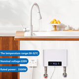 1 x RAW Customer Returns Electronic instantaneous water heater shower, 220V electric water heater temperature selection 30-52 C with bath shower kit, for hand basin, kitchen, bathroom, wash basin 3500W without shower set, white  - RRP €99.99