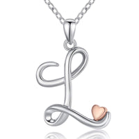 1 x RAW Customer Returns Letter L Necklace for Women Girls, 925 Sterling Silver Rose Gold Initial Letter and Heart Pendant, CELESTIA Personalized Jewelry Gifts for Her - RRP €36.99