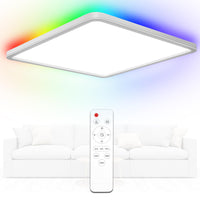 1 x RAW Customer Returns Led Ceiling Light Dimmable with Remote Control 24W 13RGB Color Changing Ceiling Lamp 3000K-6500K 3200LM Flat Ceiling Lighting IP54 Waterproof Square for Bedroom Living Room Kitchen Balcony Office Basement - RRP €33.59