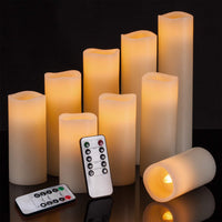 1 x RAW Customer Returns Houseware LED candles pillar candles with remote control, candle set of 9 flameless candles H 4 5 6 7 8 9 , for Halloween, Christmas, party, bar, wedding, ivory color - RRP €37.99