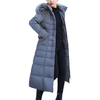 1 x RAW Customer Returns aromm Women s Winter Coat Maxi Length Warm Quilted Coat Gray with Faux Fur Hood, M - RRP €55.45