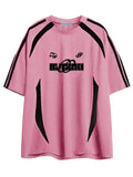 1 x RAW Customer Returns Aelfric Eden Men s Summer T-Shirt with Print Vintage Casual Football Jersey Women s Oversized Soccer Jersey Shirt Pink - RRP €41.34