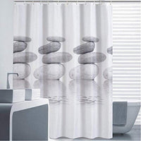 1 x RAW Customer Returns Goldbeing Shower Curtain 240x200 Textile Gray Pebble Mildew-resistant and water-repellent shower curtain with 16 shower curtain rings - RRP €20.16