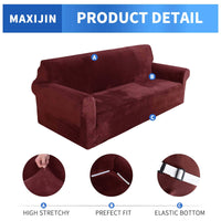 1 x RAW Customer Returns MAXIJIN Thick Velvet Sofa Cover Non-slip 3 Seater Super Stretch Sofa Slipcover for Dogs Pet Friendly 1 Piece Furniture Protector Plush Sofa Cover 3 Seater, Red Velvet  - RRP €43.67