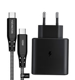 1 x RAW Customer Returns Fast charger 45 w USB C charger with 2 m nylon charging cable type C compatible with Samsung Galaxy W24 S24 S23 S20 S21 Ultra S22 S22 Ultra 5G Galaxy Tab S7 S7 S8 S8 Ultra Note10 etc. black  - RRP €18.13