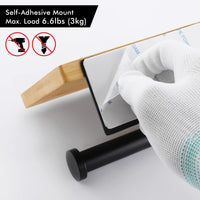 1 x RAW Customer Returns KES toilet paper holder without drilling with bamboo shelf toilet paper holder black toilet roll holder WC paper holder roll holder bathroom stainless steel SUS304 wall mounting, BPH220BADM-BK - RRP €30.22