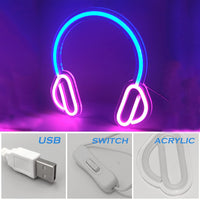 1 x RAW Customer Returns Headset Neon Signs LED Night Light Neon Game USB Powered Neon Wall Lights Decoration for Home Bedroom Christmas Hallway Birthday Party - RRP €29.23