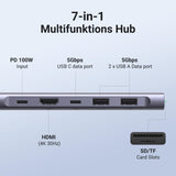 1 x RAW Customer Returns UGREEN Revodok USB C Hub HDMI Adapter USB C to USB C and 2 USB A 3.0 SD TF Card Reader PD Charging 100W Compatible with MacBook Pro Air M2 M1, iPad Pro, Galaxy S24 Plus Ultra, iPhone 15 Plus Pro Max - RRP €24.91