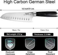 14 x Brand New Aroma House Santoku Knife 7 Inch Kitchen Knife German Ultra-Sharp Asian Stainless Steel Knife with Ergonomic Handle and Gift Box The best choice for kitchen and restaurant - RRP €285.6