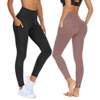 1 x RAW Customer Returns DDOBB Pack of 2 Sports Leggings Women s High Waist Sports Leggings Women s Long with Pockets Gym Leggings Opaque Black Sports Pants Elastic Tummy Control Yoga Pants Fitness Running Pants Black Pink, SM  - RRP €18.42