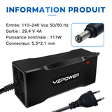 1 x RAW Customer Returns YZPOWER Scooter Charger 24V 4A Output 29.4V 4A 117W Fast Battery Charger for Scooter Electric Bike Hoverboard Electric Scooter Battery DC Connector 5.5x2.1mm - RRP €36.4