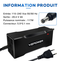 1 x RAW Customer Returns YZPOWER Scooter Charger 24V 4A Output 29.4V 117W Fast Charger for Electric Scooter E-Bike Power Wheelchair DC 5.5x2.1mm Connector - RRP €35.19