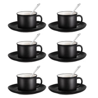 1 x Brand New Bluweet Cappuccino Cups Set 6 x 160ml Coffee Service Stoneware, 18 Piece Coffee Set for 6 People, Cups with Saucer Coffee Cups Set Elegant Includes Coffee Spoons Vintage Black - RRP €37.3