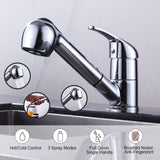 1 x RAW Customer Returns Kitchen faucet, KRIDERISH kitchen faucet 360 , pull-out faucet with 3 jet types and hot and cold water pipes, silver kitchen faucet with ceramic coil for sink, sink, sink - RRP €35.4