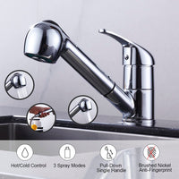 1 x RAW Customer Returns Kitchen faucet, KRIDERISH kitchen faucet 360 , pull-out faucet with 3 jet types and hot and cold water pipes, silver kitchen faucet with ceramic coil for sink, sink, sink - RRP €35.99