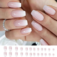 2 x Brand New 96 Pieces Artificial Nails Short, Square Nude Gradient White Fake Nails Nude Pink Gradient Artificial Nails, Full Cover Artificial Nails Press on Nails 12 Sizes Artificial Nails Nails - RRP €36.0