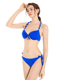 1 x RAW Customer Returns EONAR Women s Side Tied Bikini Sets Detachable Swimwear Push up Bikini Top with Halter Straps XL, Blue  - RRP €31.26