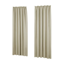 1 x RAW Customer Returns Deconovo Curtains Opaque Thermal Curtain Noise Protection Curtain with Gathering Tape, 290x140 cm Height x Width , Beige, Set of 2 - RRP €39.52