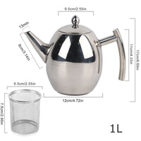 1 x RAW Customer Returns Teapot with tea filter, coffee pot, stainless steel, for kitchen, caf , hotel, restaurant and office, 1 l - RRP €23.11