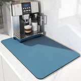 5 x Brand New CALOPEAH dish draining mat, dish draining mat, super absorbent mat for coffee machines, bar mat, dog bowl mat, cat bowl mat, sink draining mat for the kitchen, blue, 50 x 40cm - RRP €76.15