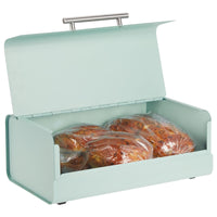 1 x RAW Customer Returns mDesign metal bread box stylish bread box in vintage style storage box with lid for baked goods and much more mint green - RRP €32.65