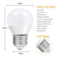 1 x RAW Customer Returns Vicloon 5-pack E27 LED lamp G45, E27 LED bulb 6W replaces 40W incandescent bulbs, 600 lumens, 6500K cold white, AC 220V-240V, not dimmable E27 energy saving lamp, 270 beam angle LED globe light bulb  - RRP €11.09