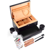 1 x RAW Customer Returns Marvero Large Bamboo Box Tray Set, Gift Set Grinder Box Premium Stash Box Removable Tray Glasses Crusher Set All Accessories 25 18 14 CM  - RRP €51.1