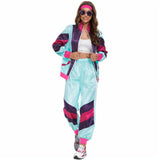 1 x RAW Customer Returns Ulikey 80s 90s Tracksuit, Retro Style Tracksuit, 80s Clothing for Men and Women with Headband Bracelets and Glasses, Adult 80s Tracksuit Costume L XL, Women  - RRP €21.73