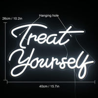 1 x RAW Customer Returns Wanxing Treat Yourself Neon Sign White Led Signs for Bedroom Wall Letter Neon Lights Wedding Sign Neon Room Decor for Birthday Gift Party Home Decor Bar - RRP €30.41