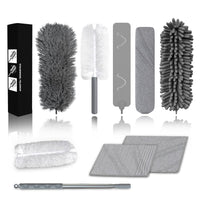 1 x RAW Customer Returns NICCUS - Telescopic feather duster, extendable with hand duster, flat duster microfiber cloth Set of 7 pieces washable - RRP €21.99