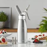 1 x RAW Customer Returns Runesol cream dispenser aluminum 500ml with stainless steel 3 spouts, cream sprayer for desserts, cream whipper, espumas siphon, cream siphon, espuma bottle, whipped cream maker for Easter - RRP €36.38