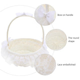 1 x RAW Customer Returns Amosfun Wedding Flower Basket Decorative Lace Wedding Flower Girl Baskets Portable Gift Basket for Wedding Ceremony Party White  - RRP €25.91