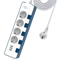 1 x RAW Customer Returns Power strip surge protection 4000W 16A , KEPLUG power strip individually switchable 4-way with 3 USB, multiple socket power strip wall mounting with 2 m cable and child safety lock - RRP €25.56