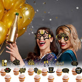 1 x Brand New ZGCXRTO 24pcs New Year Glasses and Headbands New Year Cake Topper New Years Eve Party Supplies Happy New Year Glasses New Year Decoration Party Favors New Year Party Favors - RRP €19.2