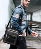 1 x RAW Customer Returns A-QMZL Men s Leather Bag, Crossbody Bag for Men, Casual Messenger Bags for Retro Style Daily Use Outdoor Hiking Work Travel Shoulder Bag, Black 2 - RRP €32.4