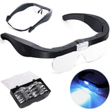 1 x RAW Customer Returns Magnifying glass with light USB, head magnifying glasses for glasses wearers, magnifying glass 1.5X, 2.5X, 3.5X, 5X magnification, head magnifying glass reading magnifier with LED lighting reading magnifying - RRP €23.18