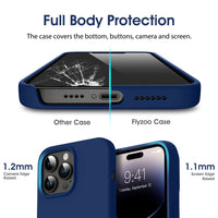 27 x Brand New Flyzoo Case for iPhone 14 Pro Max Liquid Silicone Case Slim, Stylish, Shockproof Raised Edge Camera Screen 4 Layer Cover Case with Anti-Scratch Microfiber Lining, 6.1 , Dark Blue - RRP €369.9