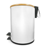 1 x RAW Customer Returns TIENDA EURASIA - Metal wastepaper basket with bamboo lid, 3L, 17 x 22.5 x 23.5 cm, small trash can with pedal, handle for transport, metal and bamboo, for bathroom, kitchen or desk - RRP €20.51