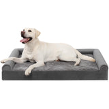 1 x RAW Customer Returns KSIIA Dog Bed for Large Dogs, Orthopedic Dog Bed 105x70x18cm Dog Sofa Cover Removable Washable, XL Dog Basket with THREE Raised Edges, Dog Couch Non-Slip Bottom, Gray - RRP €50.41