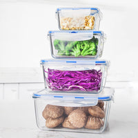 1 x RAW Customer Returns HUSANMP set of 4 extra large glass food storage containers with lids, glass containers with lids, glass storage containers, glass storage jars, BPA-free. - RRP €42.35