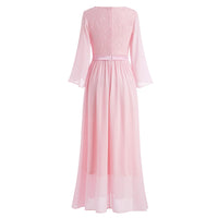 1 x Brand New Odizli Evening Dress Women Long Elegant 3 4 Sleeve V-Neck Lace Chiffon Dress Festive Wedding Wedding Guest Ball Gowns Bridesmaid Dresses Prom Dress Confirmation Dresses Pink XL - RRP €60.49