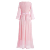 1 x Brand New Odizli Evening Dress Women Long Elegant 3 4 Sleeve V-Neck Lace Chiffon Dress Festive Wedding Wedding Guest Ball Gowns Bridesmaid Dresses Prom Dress Confirmation Dresses Pink XL - RRP €60.49