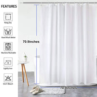 1 x Brand New Shower Curtain, Bathroom Curtain, Waterproof Bathroom Curtain, Shower Curtain for Bathroom, Washable Bath Curtains, Mildew-Proof, Rust-Proof Eyelets, Easy to Install with 12 Hooks, 180 x 180 cm, White - RRP €6.99