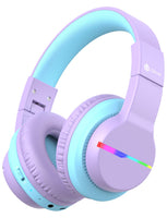 1 x RAW Customer Returns iClever Bluetooth Kids Headphones, Colorful LED Lights, Kids Over-Ear Headphones with 74 85 94dB Volume Limit, 55 Hours Playtime, Bluetooth 5.2, Built-in Microphone BTH12 - RRP €37.99