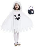 1 x RAW Customer Returns White Ghost Halloween Costume for Children with White Pumpkin Bag 4-6 years - RRP €16.72