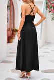 1 x RAW Customer Returns OUGES Women s Summer Dress V-Neck Maxi Dress Backless High Waist Spaghetti Strap Casual Dress Long Split Dresses Black, M  - RRP €31.25