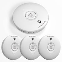 1 x RAW Customer Returns Smoke detector 10 years battery Fire alarm for home Fire detector with mute and self-test function Photoelectric sensor, Q-certified DIN EN14604, 4 pieces - RRP €43.36